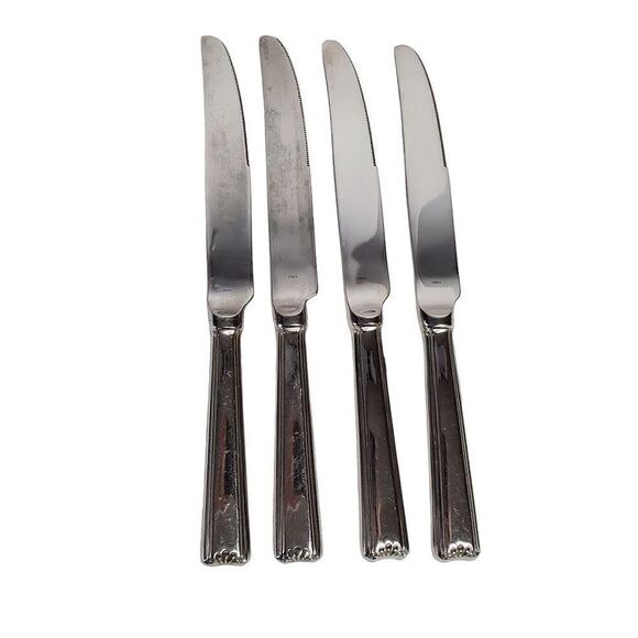 Retronue Carlton Hollow Knife Stainless Flatware Set of 4 Silvertone - Picture 2 of 5